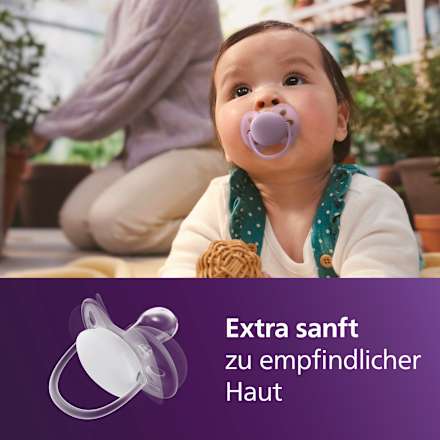 Schnuller ultra soft Silikon, blau/grün, 0-6 Monate, 2 St