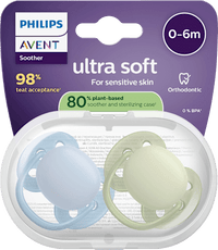 Schnuller ultra soft Silikon, blau/grün, 0-6 Monate, 2 St