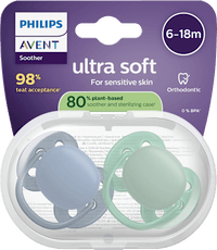 Schnuller ultra soft Silikon, grün/blau, 6-18 Monate, 2 St