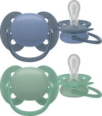 Schnuller ultra soft Silikon, grün/blau, 6-18 Monate, 2 St