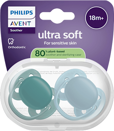 Schnuller ultra soft Silikon, grün/blau, ab 18 Monaten, 2 St