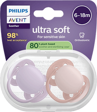 Schnuller ultra soft Silikon, lila/rosa, 6-18 Monate, 2 St