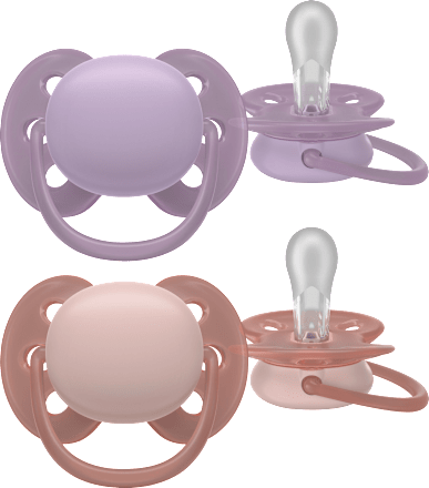 Schnuller ultra soft Silikon, lila/rosa, 6-18 Monate, 2 St