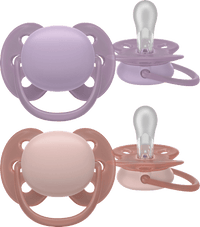 Schnuller ultra soft Silikon, lila/rosa, 6-18 Monate, 2 St