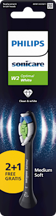 W2 OptimalWhite zwarte borstelkoppen, 2 stuks