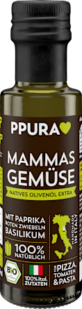 Extra vierge olijfolie "Mamma's Groenten" met paprika, rode ui en basilicum, 100 ml