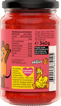 Tomatensaus met groenten voor kinderen, 340 g