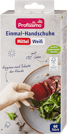 Wegwerp latex handschoenen wit medium, 60 stuks