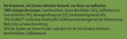 Kruidenthee "Peace" met groene munt, ashwagandha en hennepolie (20 theezakjes), 30 g