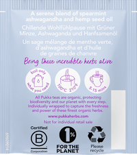 Kruidenthee "Peace" met groene munt, ashwagandha en hennepolie (20 theezakjes), 30 g