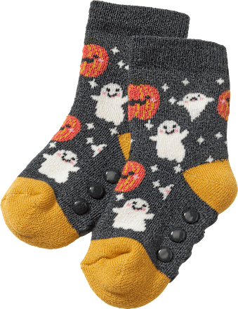 ABS Socken mit Halloween-Muster, grau & orange, Gr. 18/19, 1 St