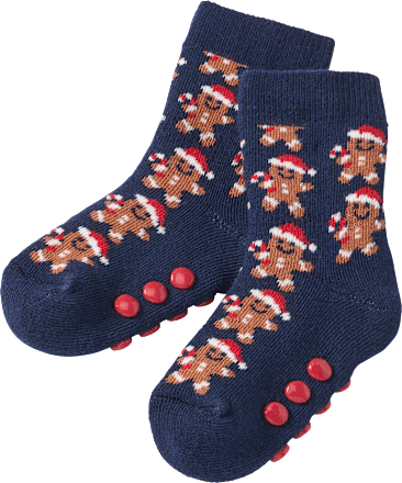 ABS Socken mit Lebkuchen-Muster, blau & rot, Gr. 27/29, 1 St