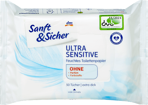Vochtig toiletpapier ultra gevoelig, 50 stuks