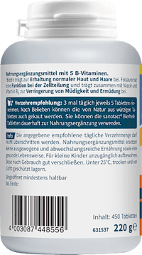 Huid + Haar Biergisttabletten 450 stuks, 220 g