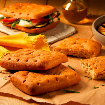 Focaccia met extra vierge olijfolie (3 stuks), glutenvrij, 200 g