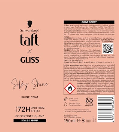 Leave-In Spray taft x Gliss Silky Shine, 150 ml