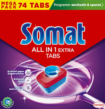 All-in-1 Extra Vaatwastabletten, 74 Tabletten
