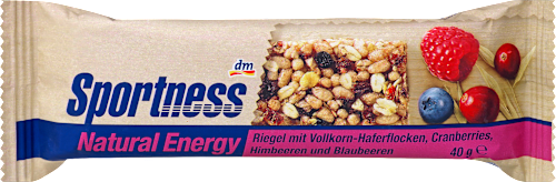 Energiereep, Natural Energy, volkoren havervlokken, veenbessen, frambozen en bosbessen, 40 g