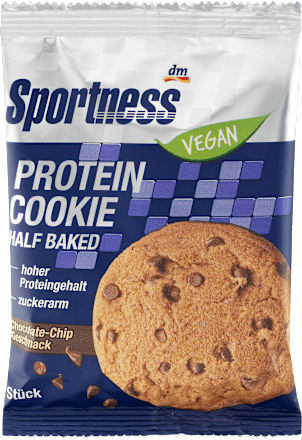 Proteïnekoekje, half gebakken, chocoladechipsmaak, veganistisch, 75 g