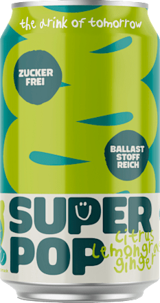 Frisdrank, Super Pop Citrus-Citroengras-Gember, 0,33 l