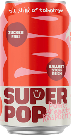 Frisdrank, Super Pop Granaatappel-Framboos, 0,33 l, voor eenmalig gebruik