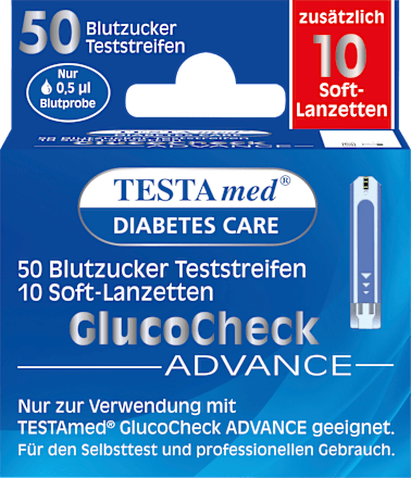 Glucocheck ADVANCE combopack 50 bloedglucoseteststrips + 10 lancetten, 50 stuks