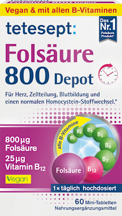 Foliumzuur 800 Depot Mini Tabletten 60 stuks, 15,3 g