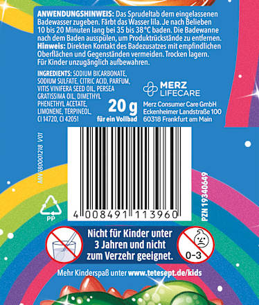 Kinderbadtoevoeging schuimbad regenboog, 20 g