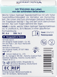 Silikon-Hydrogel Tageslinsen Dioptrie -1,25, 6 St