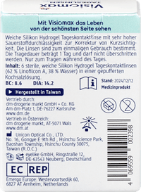 Silikon-Hydrogel Tageslinsen Dioptrie -1,75, 6 St