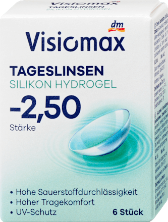 Silikon-Hydrogel Tageslinsen Dioptrie -2,50, 6 St