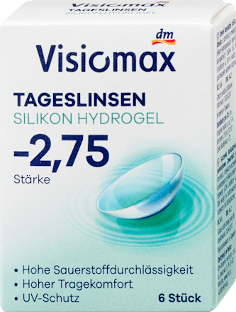 Silikon-Hydrogel Tageslinsen Dioptrie -2,75, 6 St