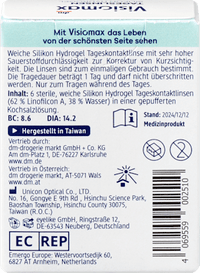 Silikon-Hydrogel Tageslinsen Dioptrie -2,75, 6 St