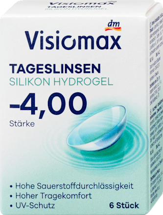Silikon-Hydrogel Tageslinsen Dioptrie -4,00, 6 St
