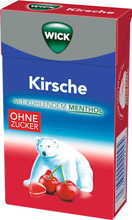 Snoep, kers met menthol, suikervrij, in een pocketdoosje, 46 g